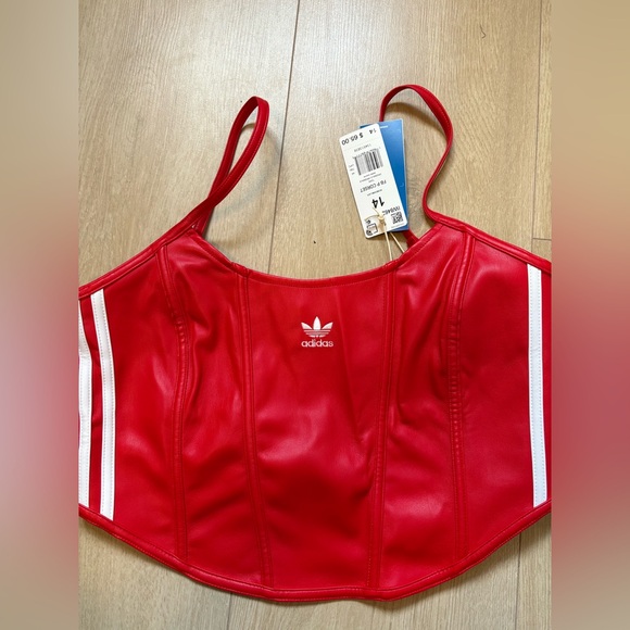 🔥🔥100% Authentic Adidas Firebird Faux Leather Crop Corset Camisole/Size 14🔥🔥 - Picture 8 of 11